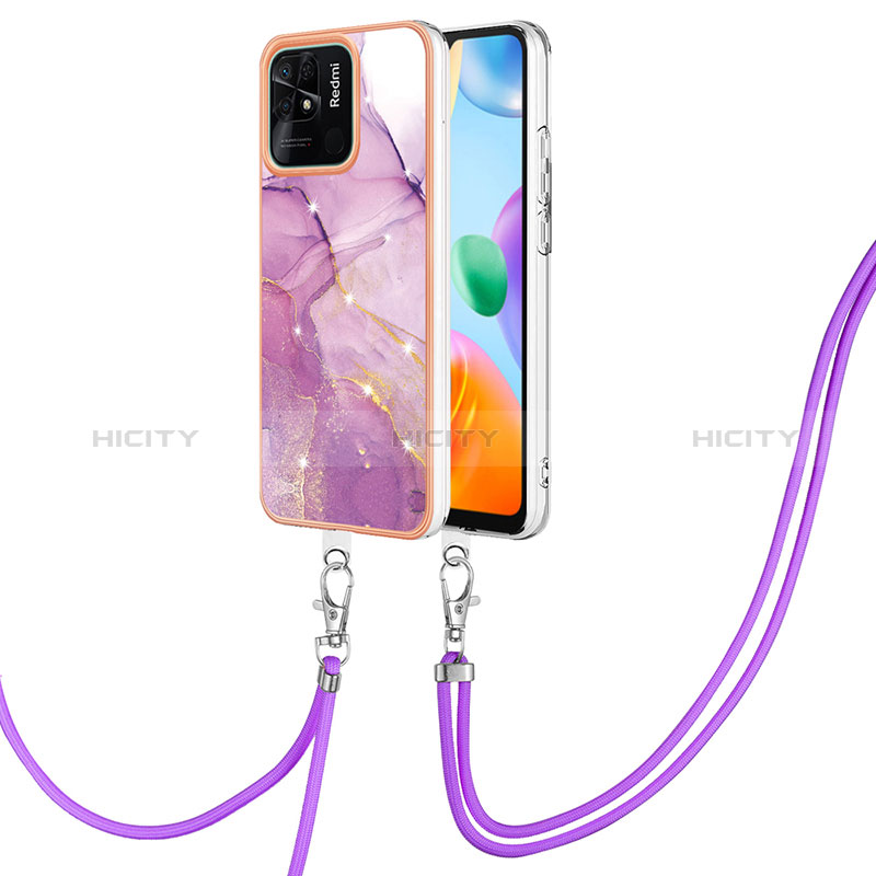 Handyhülle Silikon Hülle Gummi Schutzhülle Flexible Modisch Muster mit Schlüsselband Lanyard YB5 für Xiaomi Redmi 10 India groß