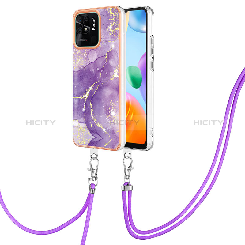 Handyhülle Silikon Hülle Gummi Schutzhülle Flexible Modisch Muster mit Schlüsselband Lanyard YB5 für Xiaomi Redmi 10 India groß