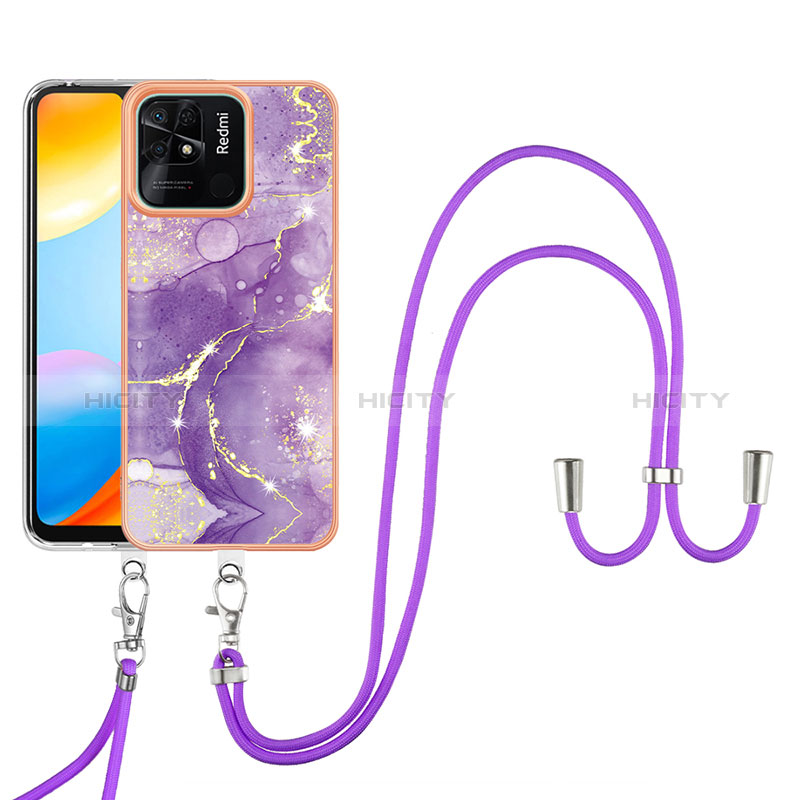 Handyhülle Silikon Hülle Gummi Schutzhülle Flexible Modisch Muster mit Schlüsselband Lanyard YB5 für Xiaomi Redmi 10 India groß