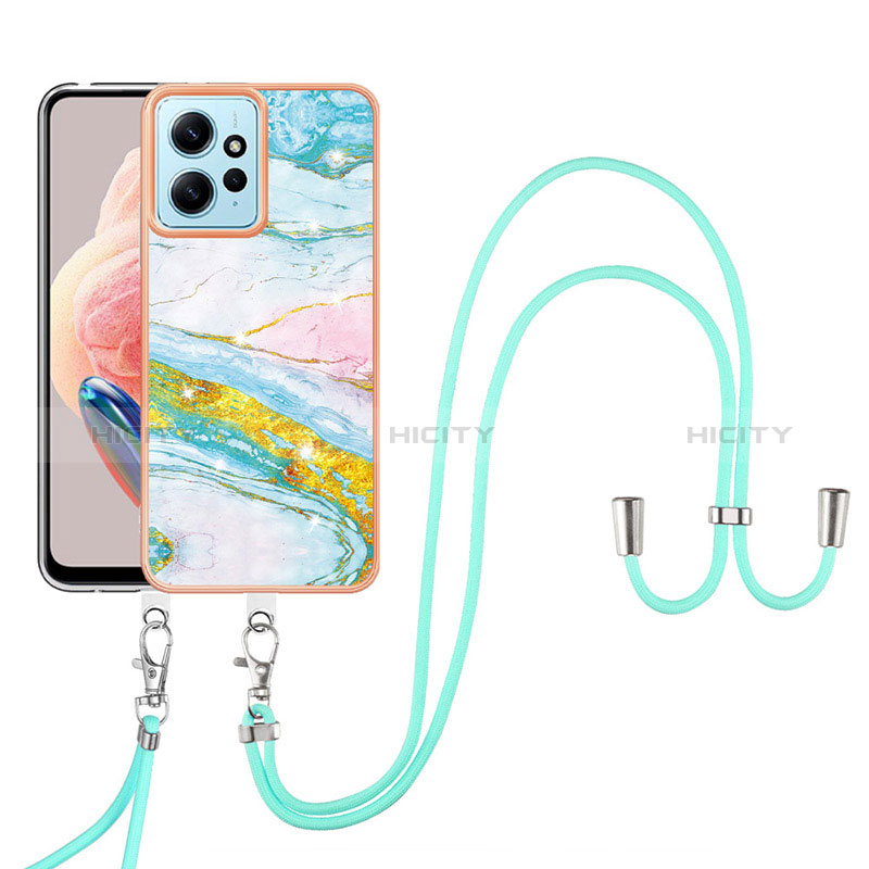 Handyhülle Silikon Hülle Gummi Schutzhülle Flexible Modisch Muster mit Schlüsselband Lanyard YB5 für Xiaomi Redmi Note 12 4G