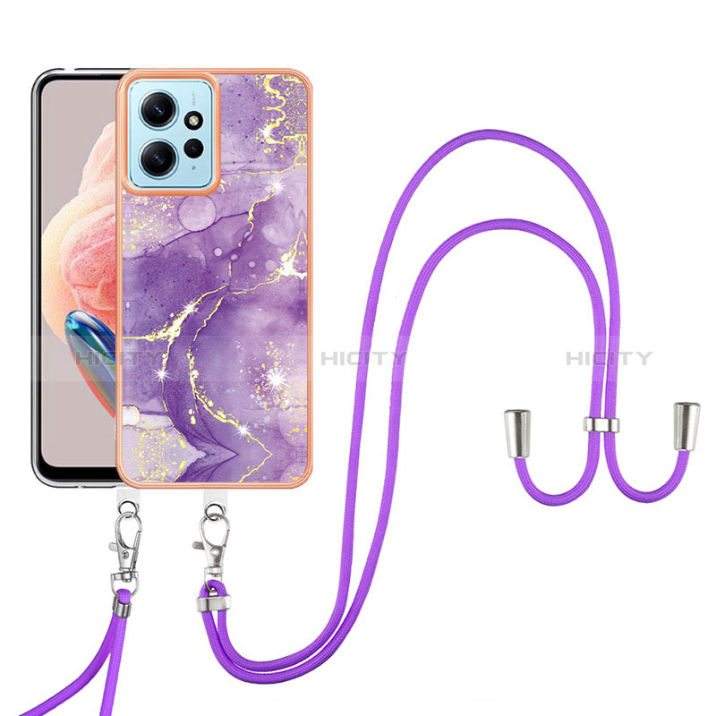 Handyhülle Silikon Hülle Gummi Schutzhülle Flexible Modisch Muster mit Schlüsselband Lanyard YB5 für Xiaomi Redmi Note 12 4G