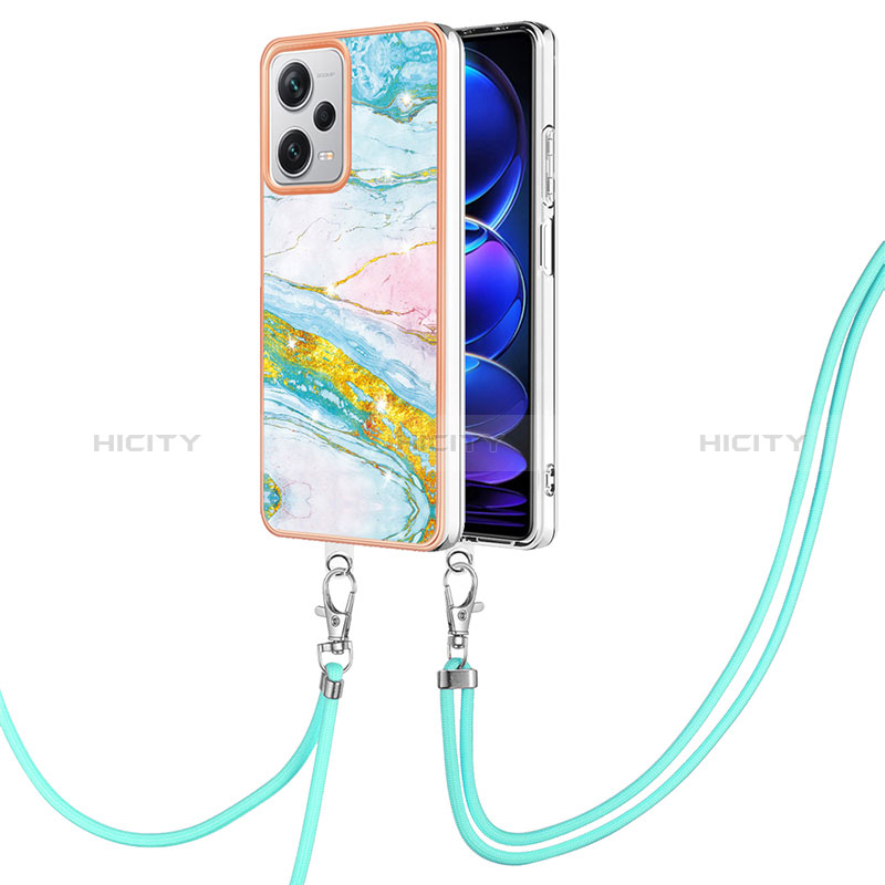 Handyhülle Silikon Hülle Gummi Schutzhülle Flexible Modisch Muster mit Schlüsselband Lanyard YB5 für Xiaomi Redmi Note 12 Explorer Bunt Plus