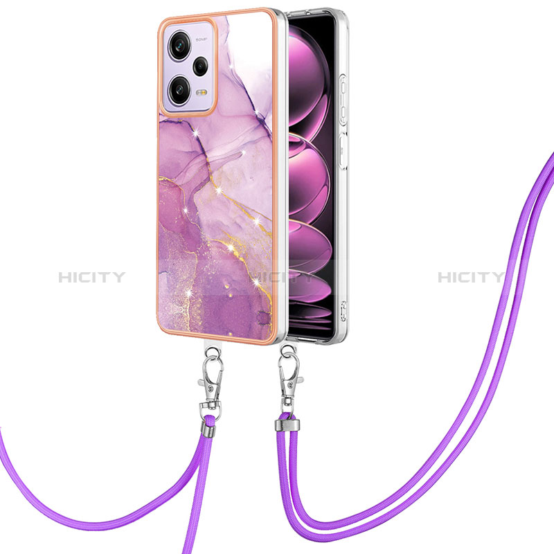 Handyhülle Silikon Hülle Gummi Schutzhülle Flexible Modisch Muster mit Schlüsselband Lanyard YB5 für Xiaomi Redmi Note 12 Pro 5G groß