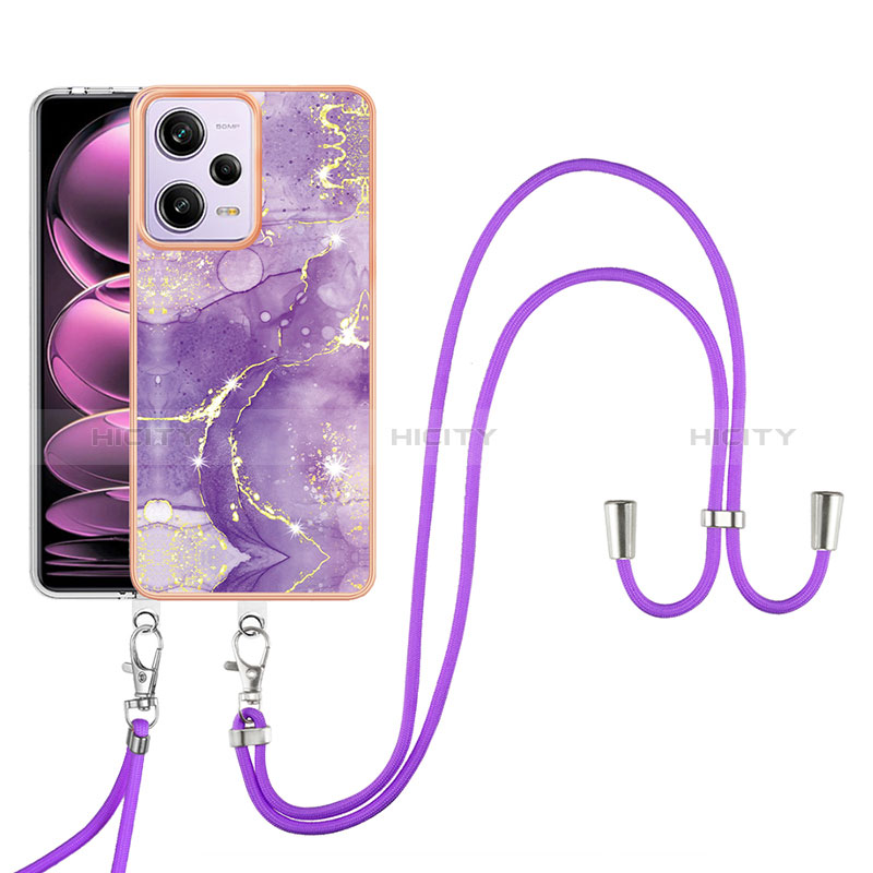 Handyhülle Silikon Hülle Gummi Schutzhülle Flexible Modisch Muster mit Schlüsselband Lanyard YB5 für Xiaomi Redmi Note 12 Pro 5G groß