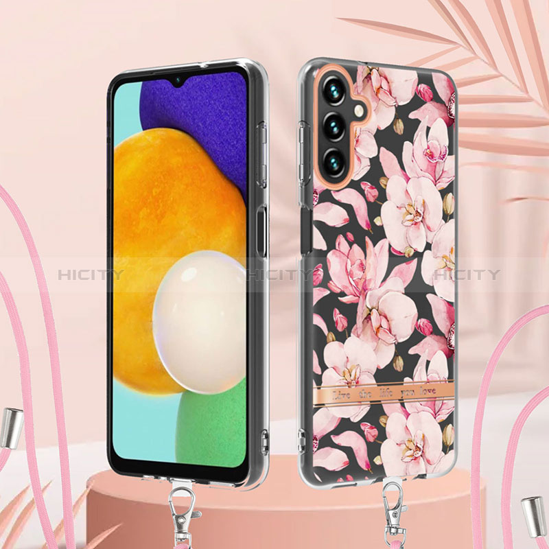 Handyhülle Silikon Hülle Gummi Schutzhülle Flexible Modisch Muster mit Schlüsselband Lanyard YB6 für Samsung Galaxy A34 5G