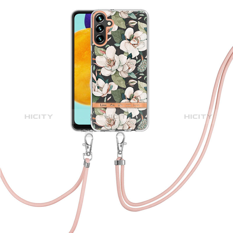 Handyhülle Silikon Hülle Gummi Schutzhülle Flexible Modisch Muster mit Schlüsselband Lanyard YB6 für Samsung Galaxy A34 5G