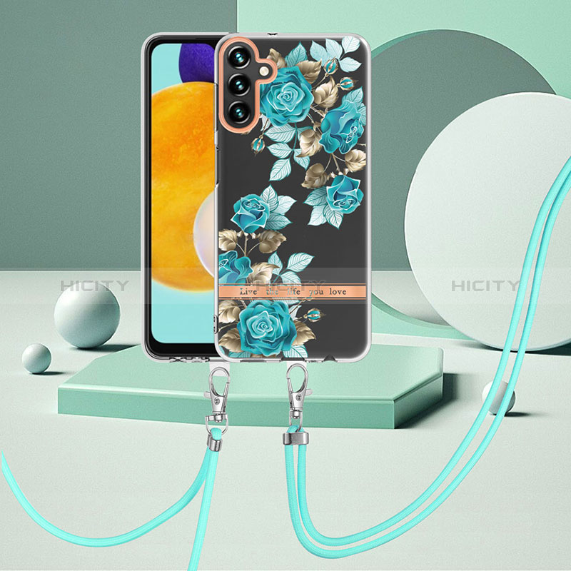 Handyhülle Silikon Hülle Gummi Schutzhülle Flexible Modisch Muster mit Schlüsselband Lanyard YB6 für Samsung Galaxy A54 5G