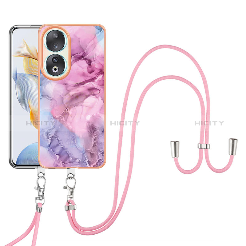 Handyhülle Silikon Hülle Gummi Schutzhülle Flexible Modisch Muster mit Schlüsselband Lanyard YB7 für Huawei Honor 90 5G