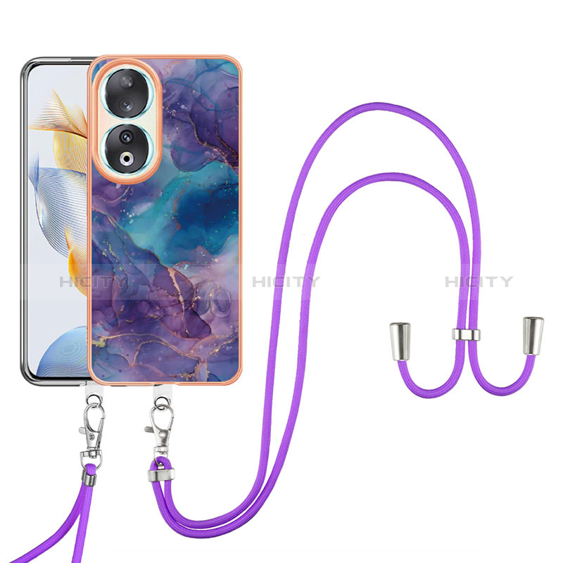 Handyhülle Silikon Hülle Gummi Schutzhülle Flexible Modisch Muster mit Schlüsselband Lanyard YB7 für Huawei Honor 90 5G