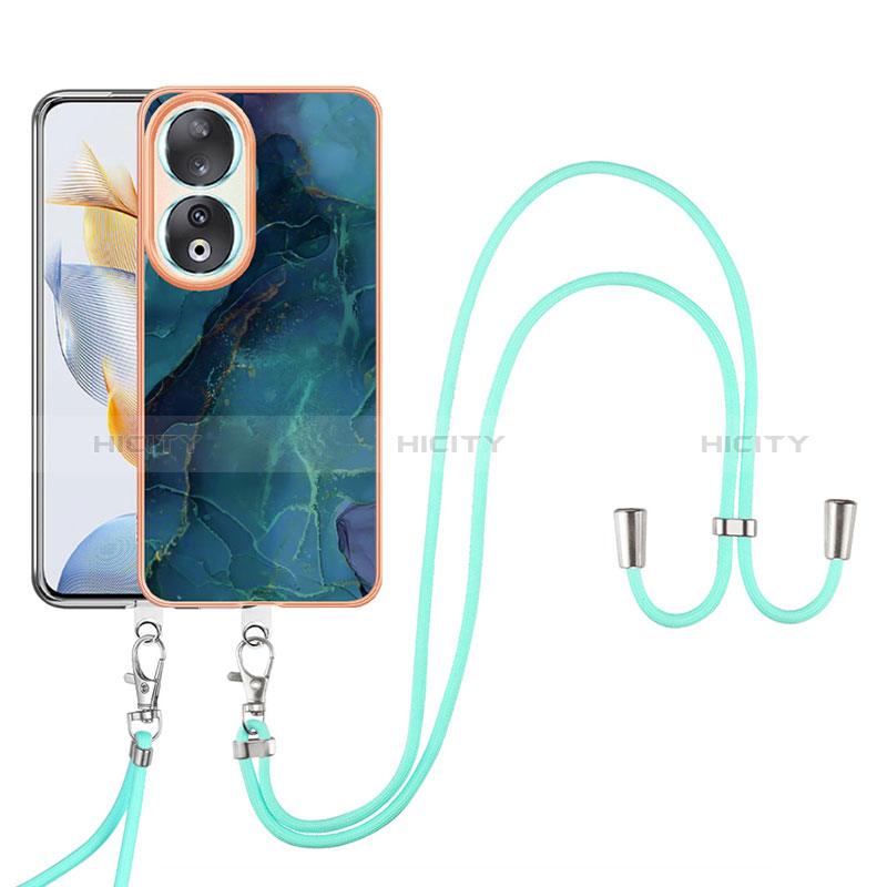 Handyhülle Silikon Hülle Gummi Schutzhülle Flexible Modisch Muster mit Schlüsselband Lanyard YB7 für Huawei Honor 90 5G