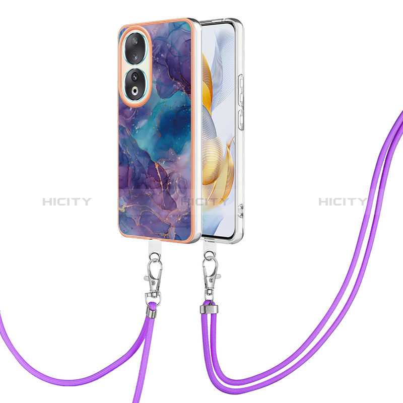 Handyhülle Silikon Hülle Gummi Schutzhülle Flexible Modisch Muster mit Schlüsselband Lanyard YB7 für Huawei Honor 90 5G