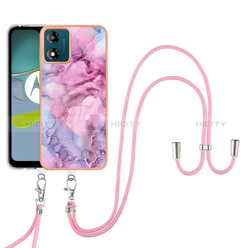 Handyhülle Silikon Hülle Gummi Schutzhülle Flexible Modisch Muster mit Schlüsselband Lanyard YB7 für Motorola Moto E13