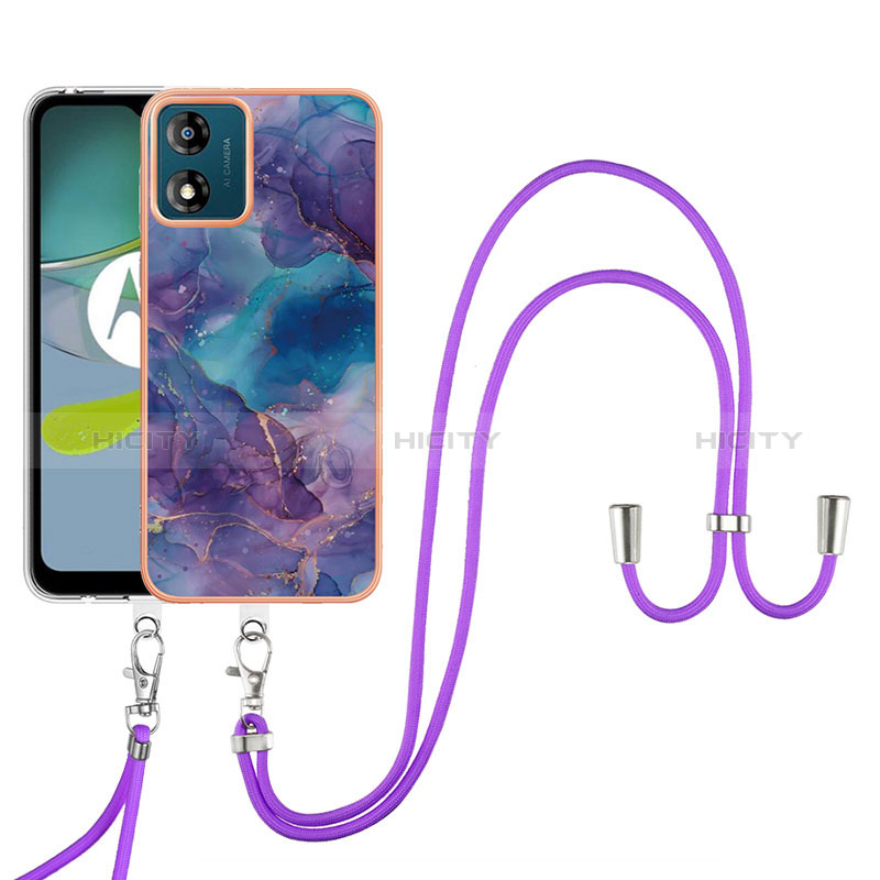 Handyhülle Silikon Hülle Gummi Schutzhülle Flexible Modisch Muster mit Schlüsselband Lanyard YB7 für Motorola Moto E13