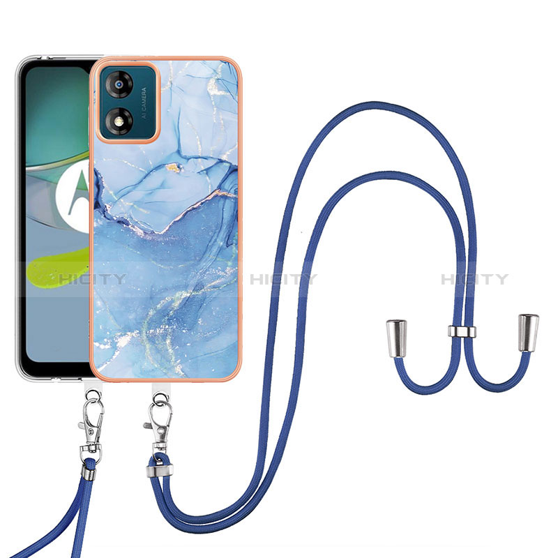 Handyhülle Silikon Hülle Gummi Schutzhülle Flexible Modisch Muster mit Schlüsselband Lanyard YB7 für Motorola Moto E13