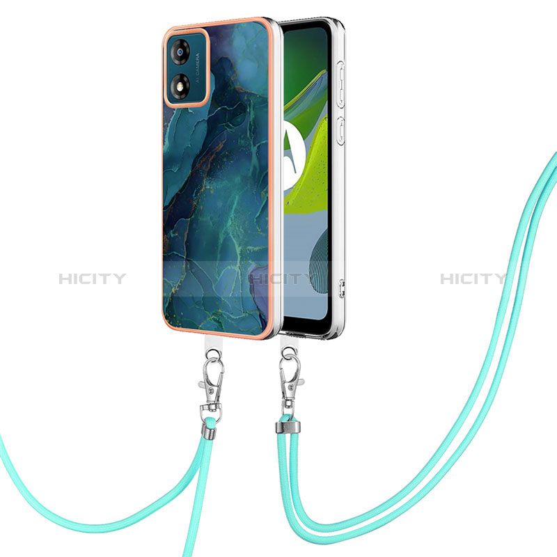 Handyhülle Silikon Hülle Gummi Schutzhülle Flexible Modisch Muster mit Schlüsselband Lanyard YB7 für Motorola Moto E13