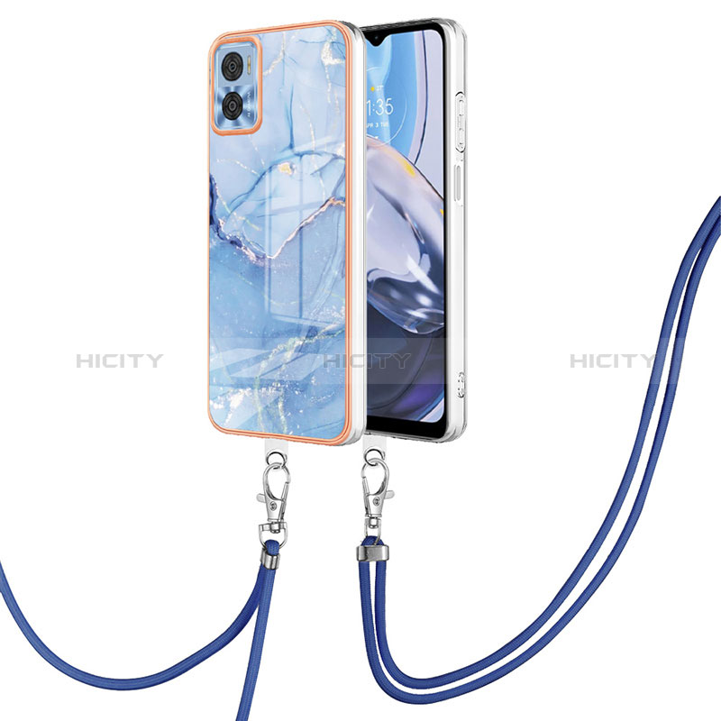 Handyhülle Silikon Hülle Gummi Schutzhülle Flexible Modisch Muster mit Schlüsselband Lanyard YB7 für Motorola Moto E22