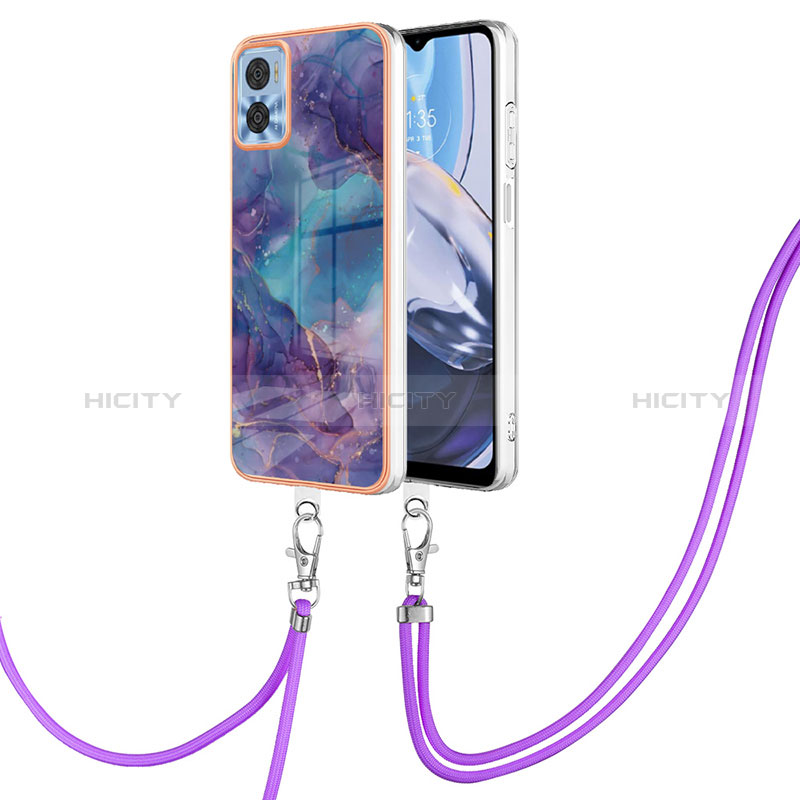 Handyhülle Silikon Hülle Gummi Schutzhülle Flexible Modisch Muster mit Schlüsselband Lanyard YB7 für Motorola Moto E22