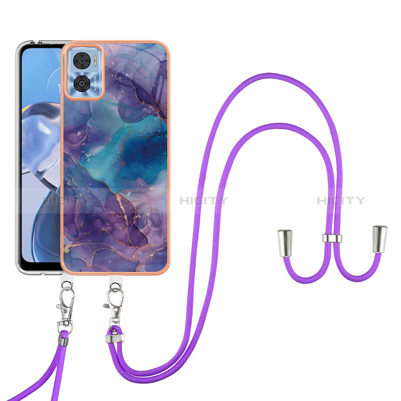 Handyhülle Silikon Hülle Gummi Schutzhülle Flexible Modisch Muster mit Schlüsselband Lanyard YB7 für Motorola Moto E22