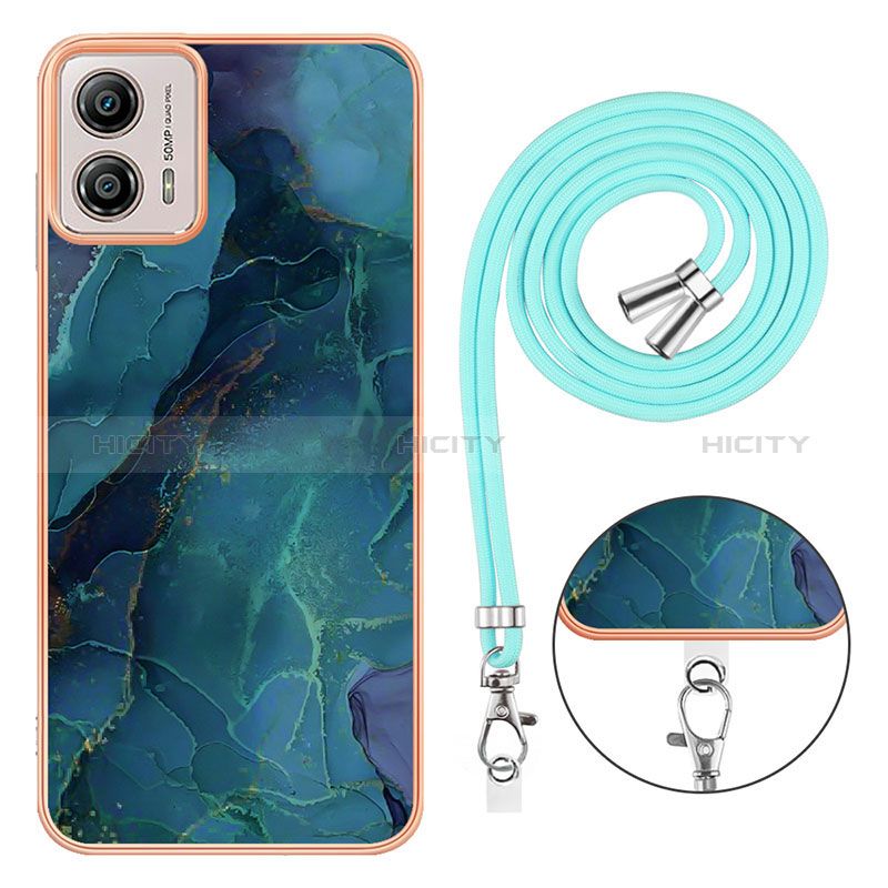 Handyhülle Silikon Hülle Gummi Schutzhülle Flexible Modisch Muster mit Schlüsselband Lanyard YB7 für Motorola Moto G53 5G groß