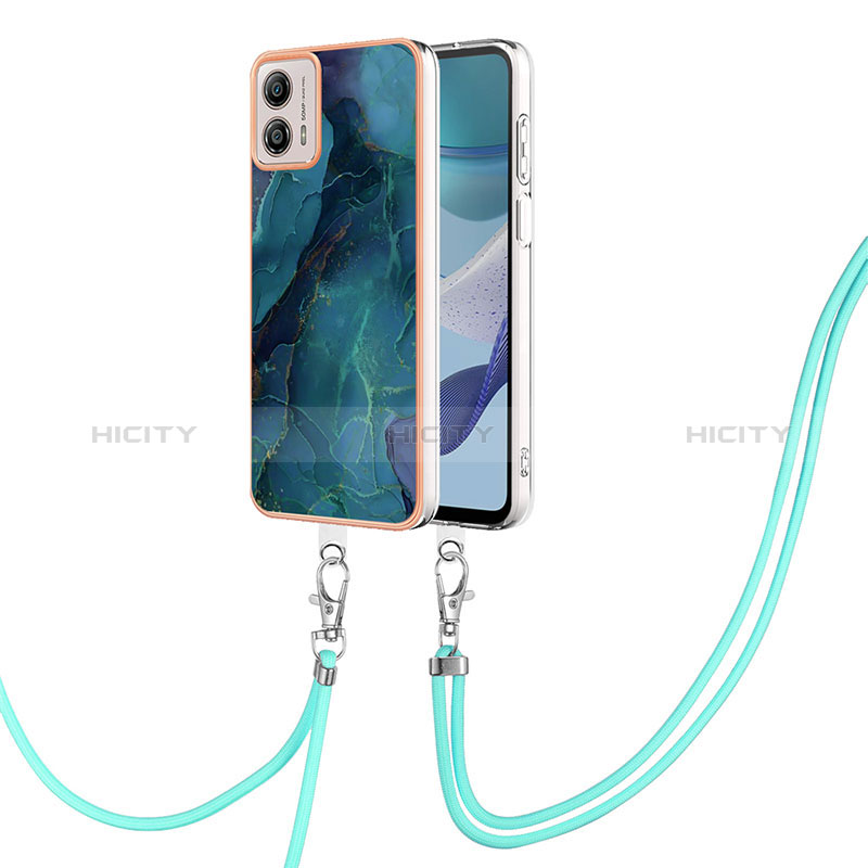 Handyhülle Silikon Hülle Gummi Schutzhülle Flexible Modisch Muster mit Schlüsselband Lanyard YB7 für Motorola Moto G53 5G groß