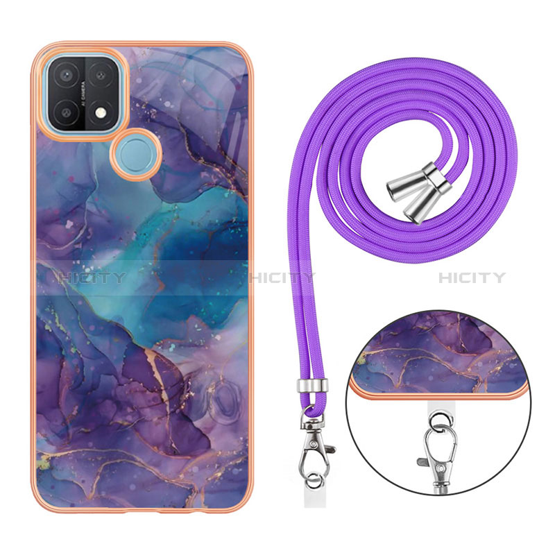 Handyhülle Silikon Hülle Gummi Schutzhülle Flexible Modisch Muster mit Schlüsselband Lanyard YB7 für Oppo A15