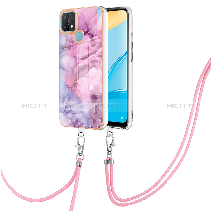 Handyhülle Silikon Hülle Gummi Schutzhülle Flexible Modisch Muster mit Schlüsselband Lanyard YB7 für Oppo A15