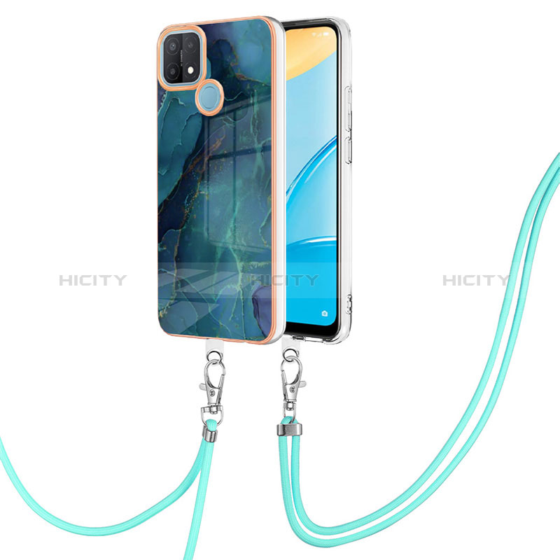 Handyhülle Silikon Hülle Gummi Schutzhülle Flexible Modisch Muster mit Schlüsselband Lanyard YB7 für Oppo A15