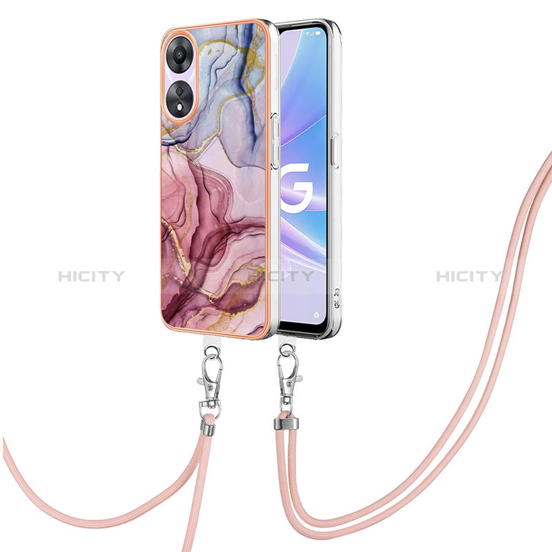 Handyhülle Silikon Hülle Gummi Schutzhülle Flexible Modisch Muster mit Schlüsselband Lanyard YB7 für Oppo A58 5G