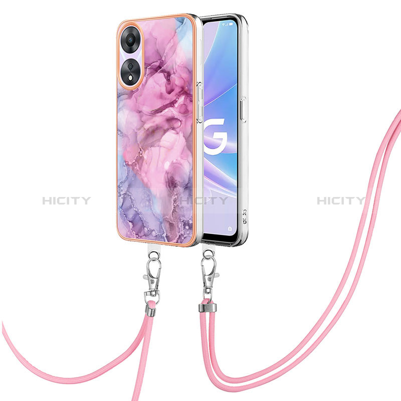 Handyhülle Silikon Hülle Gummi Schutzhülle Flexible Modisch Muster mit Schlüsselband Lanyard YB7 für Oppo A58 5G groß