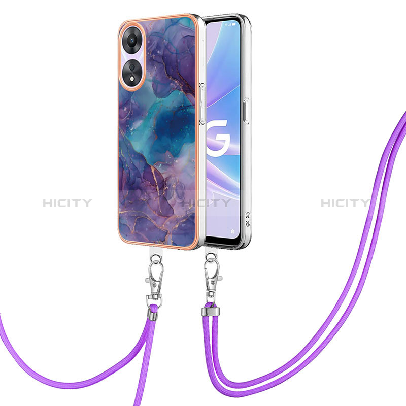 Handyhülle Silikon Hülle Gummi Schutzhülle Flexible Modisch Muster mit Schlüsselband Lanyard YB7 für Oppo A58 5G groß