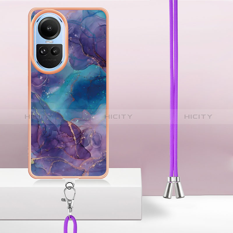 Handyhülle Silikon Hülle Gummi Schutzhülle Flexible Modisch Muster mit Schlüsselband Lanyard YB7 für Oppo Reno10 Pro 5G