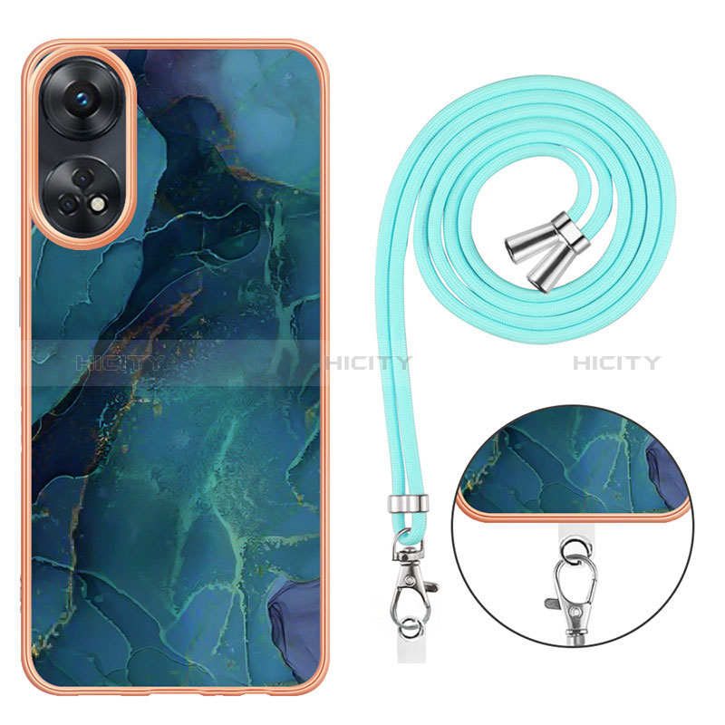 Handyhülle Silikon Hülle Gummi Schutzhülle Flexible Modisch Muster mit Schlüsselband Lanyard YB7 für Oppo Reno8 T 4G