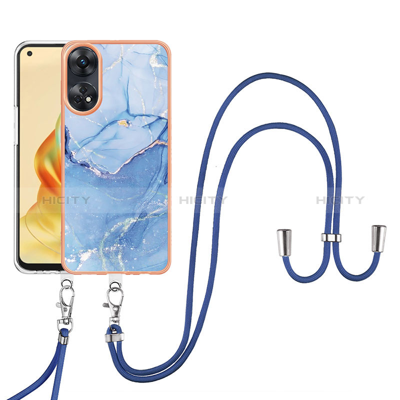 Handyhülle Silikon Hülle Gummi Schutzhülle Flexible Modisch Muster mit Schlüsselband Lanyard YB7 für Oppo Reno8 T 4G groß