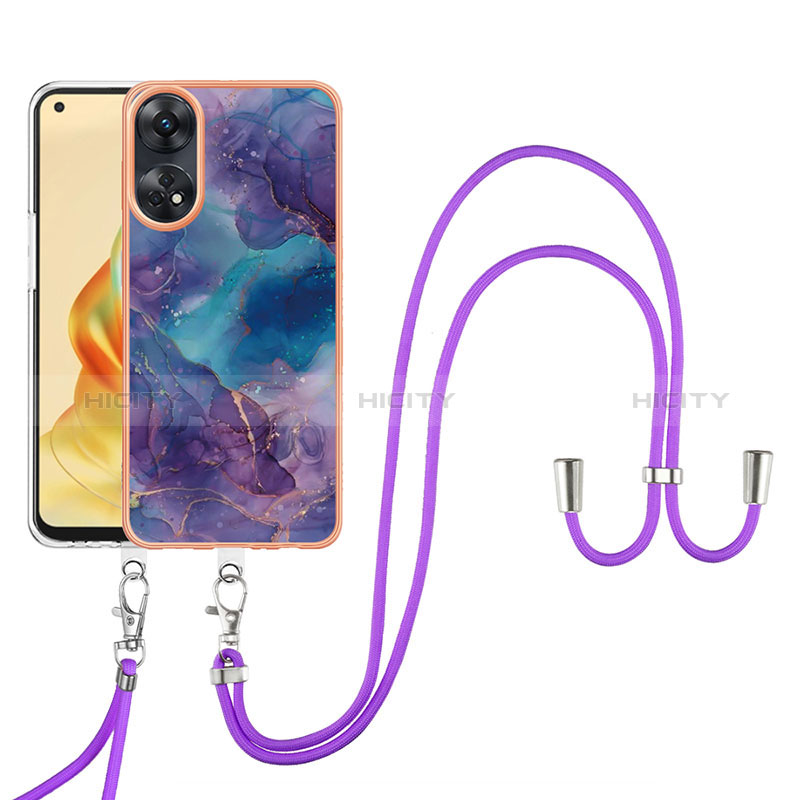 Handyhülle Silikon Hülle Gummi Schutzhülle Flexible Modisch Muster mit Schlüsselband Lanyard YB7 für Oppo Reno8 T 4G