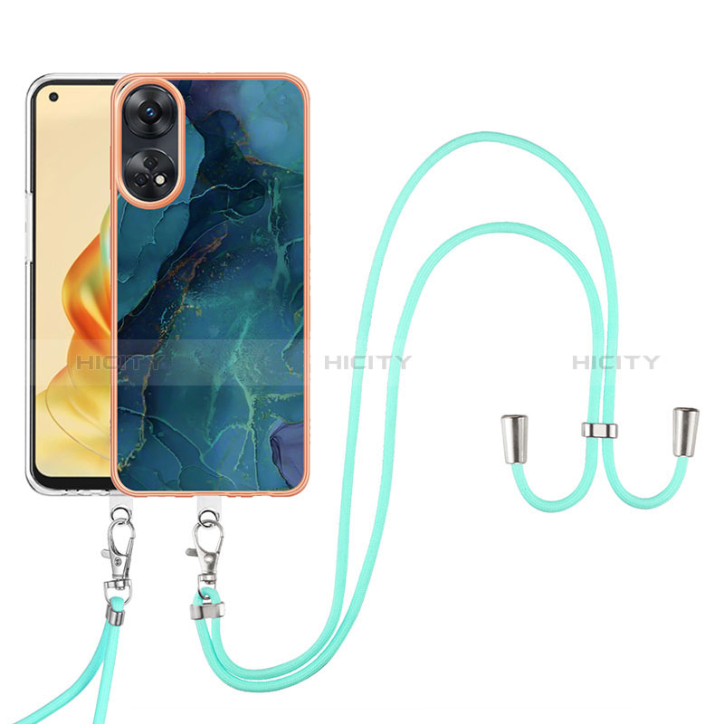 Handyhülle Silikon Hülle Gummi Schutzhülle Flexible Modisch Muster mit Schlüsselband Lanyard YB7 für Oppo Reno8 T 4G groß