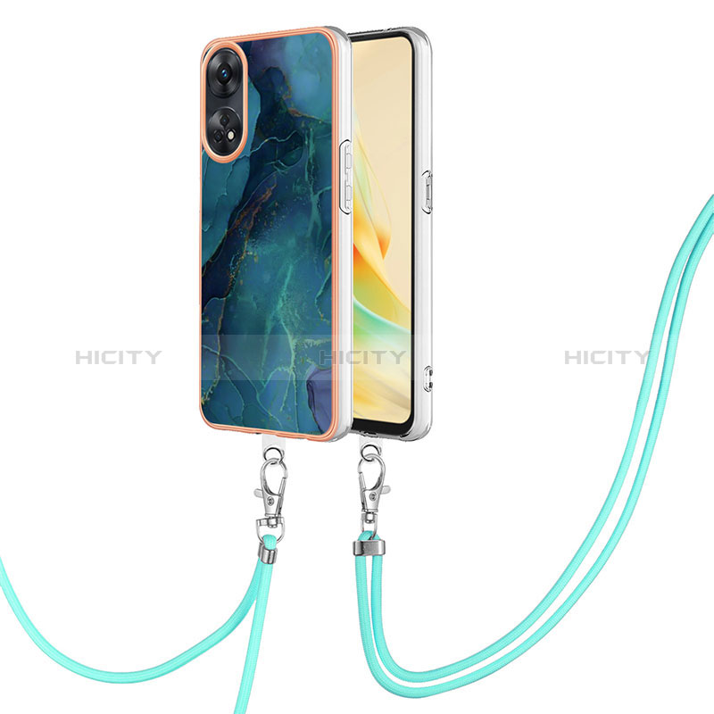 Handyhülle Silikon Hülle Gummi Schutzhülle Flexible Modisch Muster mit Schlüsselband Lanyard YB7 für Oppo Reno8 T 4G