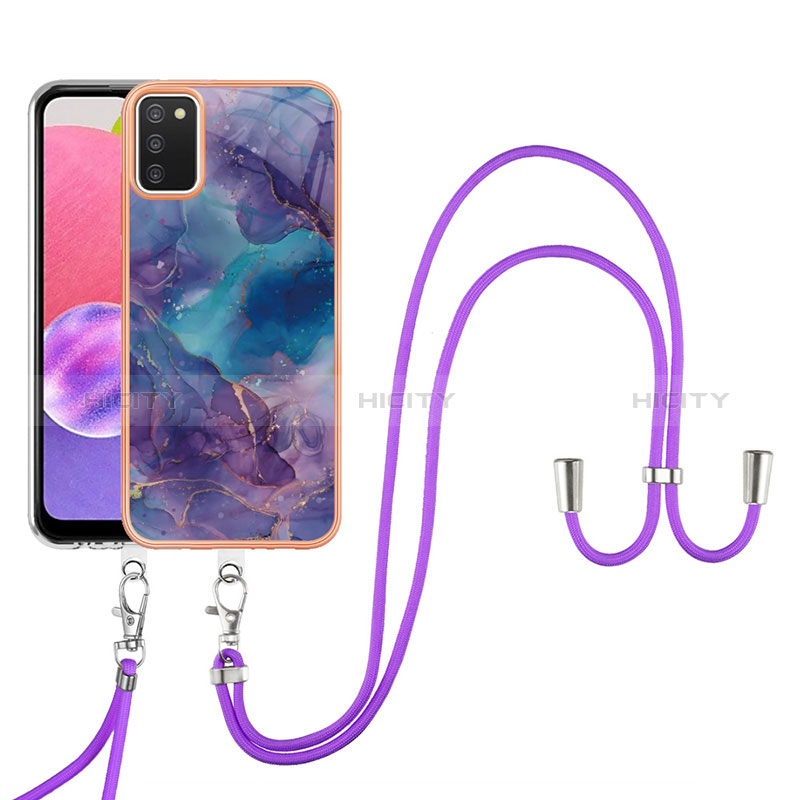 Handyhülle Silikon Hülle Gummi Schutzhülle Flexible Modisch Muster mit Schlüsselband Lanyard YB7 für Samsung Galaxy A02s groß