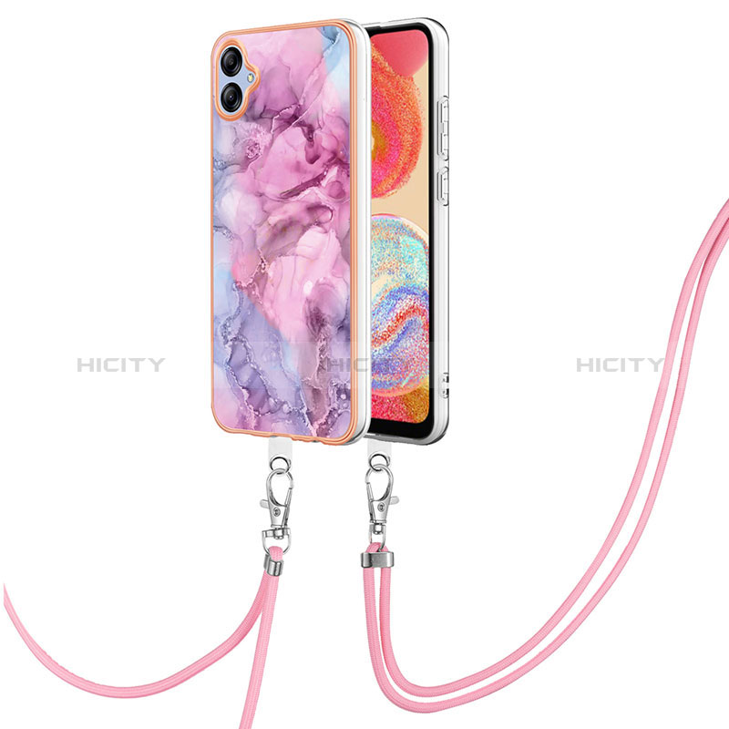 Handyhülle Silikon Hülle Gummi Schutzhülle Flexible Modisch Muster mit Schlüsselband Lanyard YB7 für Samsung Galaxy A04 4G groß