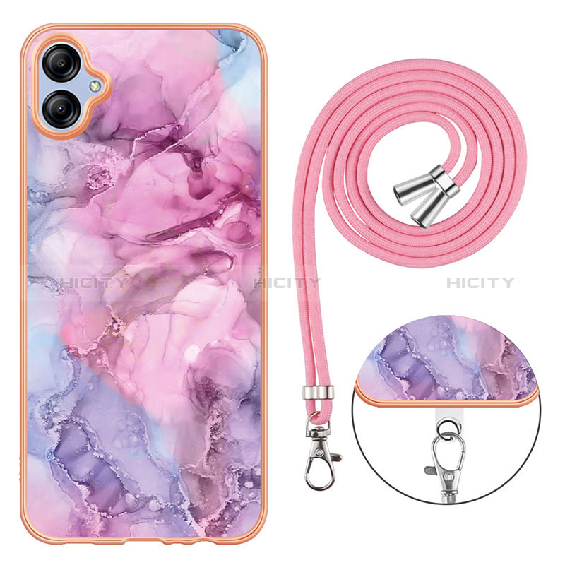 Handyhülle Silikon Hülle Gummi Schutzhülle Flexible Modisch Muster mit Schlüsselband Lanyard YB7 für Samsung Galaxy A04E groß