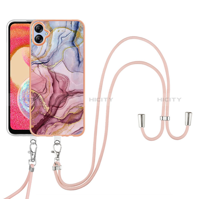 Handyhülle Silikon Hülle Gummi Schutzhülle Flexible Modisch Muster mit Schlüsselband Lanyard YB7 für Samsung Galaxy A04E groß