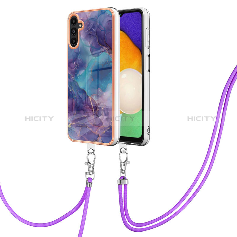 Handyhülle Silikon Hülle Gummi Schutzhülle Flexible Modisch Muster mit Schlüsselband Lanyard YB7 für Samsung Galaxy A04s groß