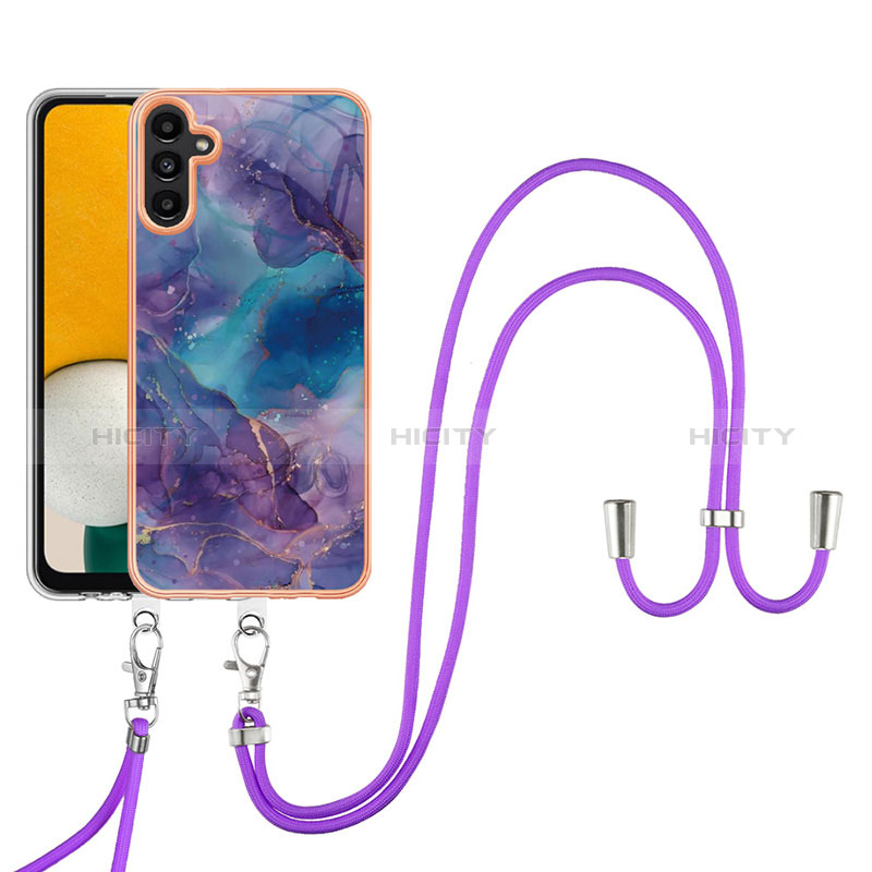 Handyhülle Silikon Hülle Gummi Schutzhülle Flexible Modisch Muster mit Schlüsselband Lanyard YB7 für Samsung Galaxy A04s groß