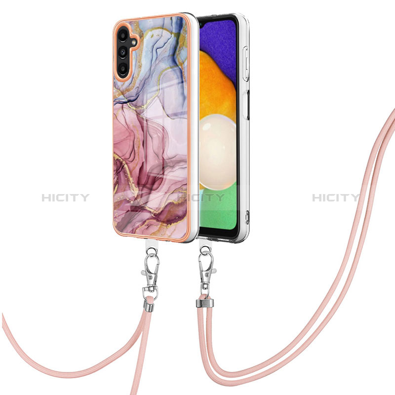 Handyhülle Silikon Hülle Gummi Schutzhülle Flexible Modisch Muster mit Schlüsselband Lanyard YB7 für Samsung Galaxy A04s Plusfarbig