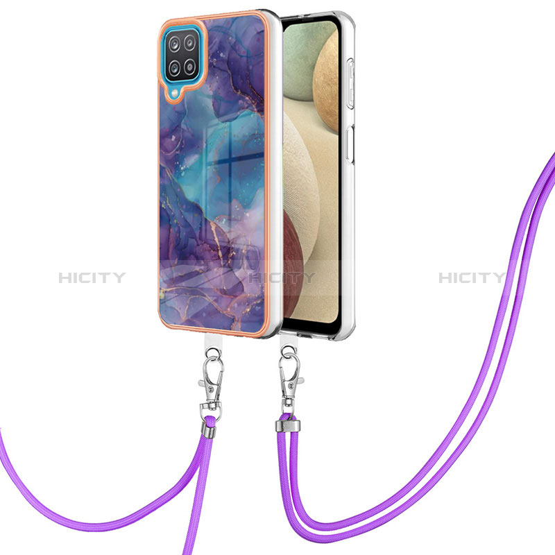 Handyhülle Silikon Hülle Gummi Schutzhülle Flexible Modisch Muster mit Schlüsselband Lanyard YB7 für Samsung Galaxy A12 5G