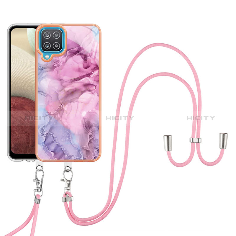 Handyhülle Silikon Hülle Gummi Schutzhülle Flexible Modisch Muster mit Schlüsselband Lanyard YB7 für Samsung Galaxy A12 5G