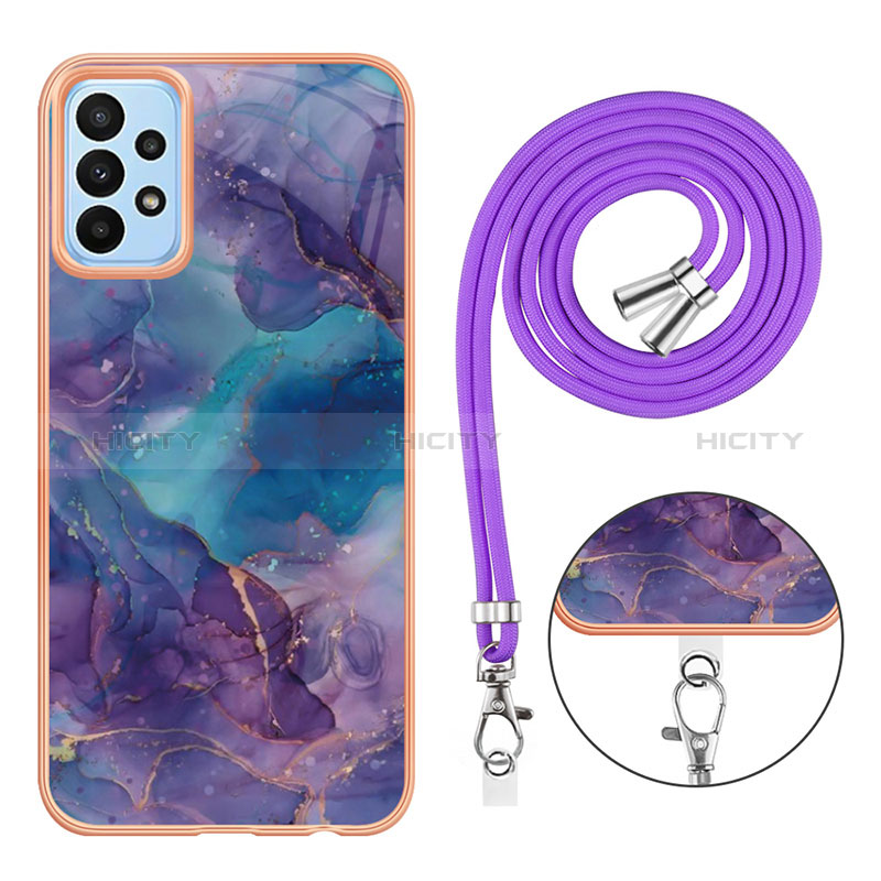 Handyhülle Silikon Hülle Gummi Schutzhülle Flexible Modisch Muster mit Schlüsselband Lanyard YB7 für Samsung Galaxy A13 4G groß