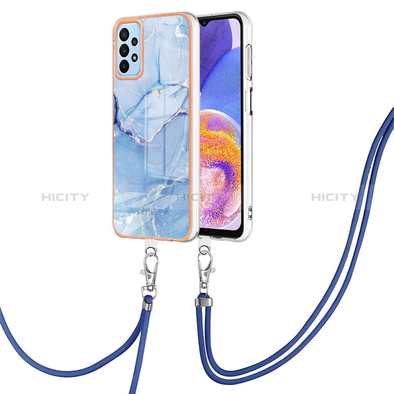 Handyhülle Silikon Hülle Gummi Schutzhülle Flexible Modisch Muster mit Schlüsselband Lanyard YB7 für Samsung Galaxy A13 4G groß