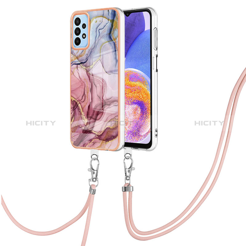 Handyhülle Silikon Hülle Gummi Schutzhülle Flexible Modisch Muster mit Schlüsselband Lanyard YB7 für Samsung Galaxy A13 4G Plusfarbig