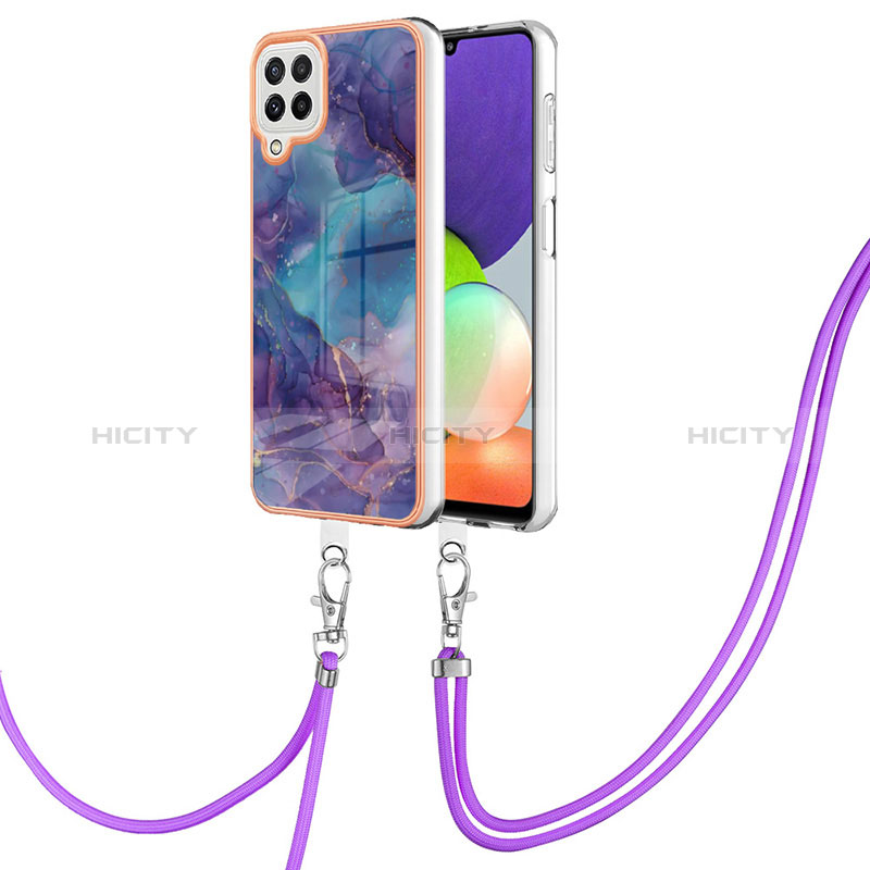 Handyhülle Silikon Hülle Gummi Schutzhülle Flexible Modisch Muster mit Schlüsselband Lanyard YB7 für Samsung Galaxy A22 4G