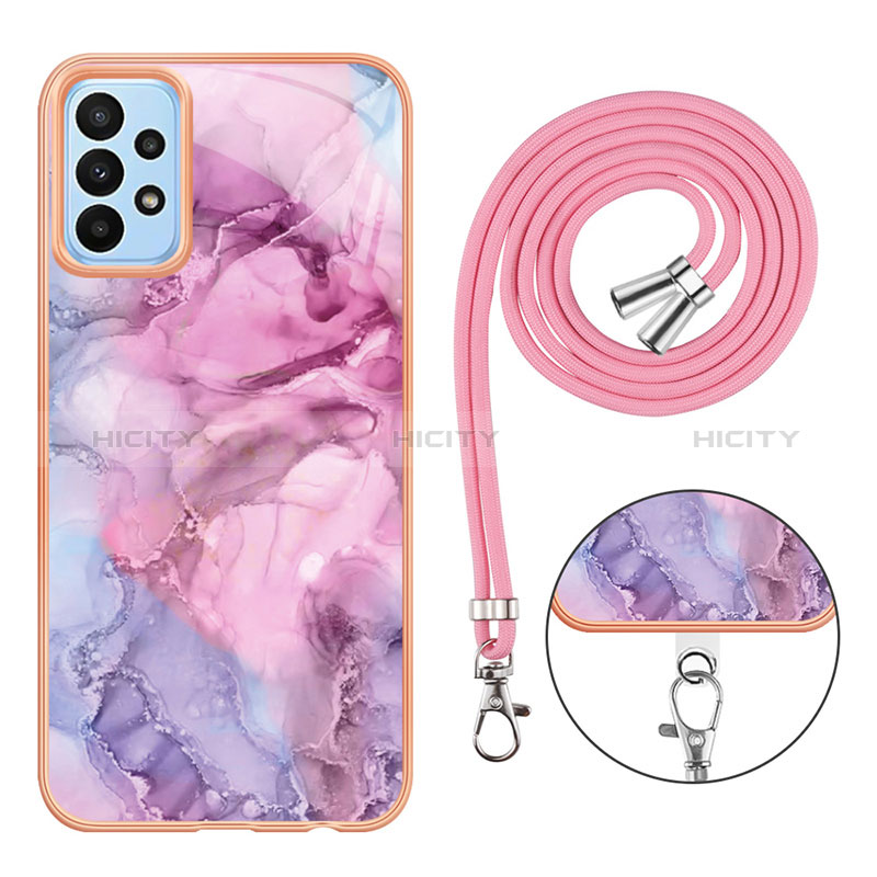 Handyhülle Silikon Hülle Gummi Schutzhülle Flexible Modisch Muster mit Schlüsselband Lanyard YB7 für Samsung Galaxy A23 4G